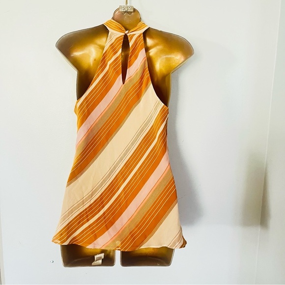 Joie Silk Striped Halter Top Blouse Women’s Small Brown Pink Orange Boho Chic - Picture 5 of 8